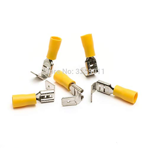 Davitu Electrical Equipments Supplies - 500pcs 12-10 AWG Gauge Semi Insulated PiggyBack Spade Electrical Quick Splice Crimp Terminals Connectors Yellow