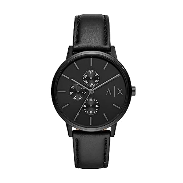 Armani Exchange Multifunktionell klocka för män, rostfritt stål, 42 mm boettstorlek, svart, Taglia Unica, Analog klocka