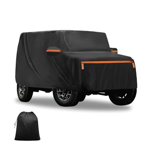 FUELHOOD Suzukiに対応Jimny用シエラ JB64/JB74W専用設計 375*165*150cm 車カバー スパンレース綿 新型100%防水生地&5層構造 裏起毛 塗装面保護 梅雨 軽自動車 破れにくい 雹対策 防風ロープ付き 耐強風 運転席側ジッパー 夜間安全警告 日焼け防止 凍結防止 霜除け 内装パーツ アクセサリー