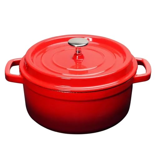 CVNIMV Cacerola de Aluminio Fundido esmaltado para Horno con Tapa. Sartén Antiadherente de Hierro Fundido con Revestimiento esmaltado para Todo Tipo de Fuentes de Calor (2,75 l, roja).