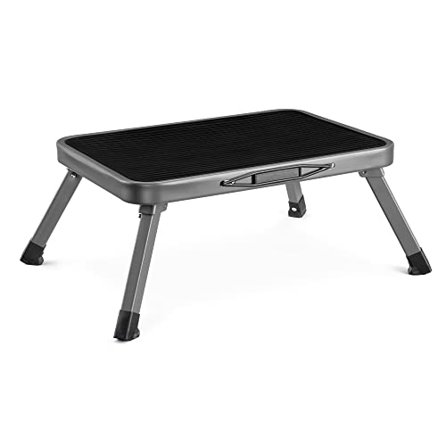 Navaris Taburete Plegable Multiuso - Banqueta Plegable con asa de Transporte - Peldaño alzador transportable para Cocina baño Camping Caravana niño