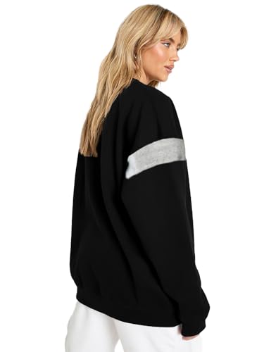 Image of LEOTUDE Women's Loopknit Boyfriend /Loose Fit Round Neck Sweatshirt (Color Black)