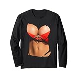 ファニーフェイクビキニボディとおっぱいコスチュームTシャツ 長袖Tシャツ