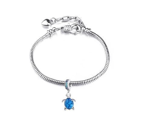 Berloque Tartaruga com Cristal - Banhada a prata - cabe pulseira Pandora Viavara para Berloques de P