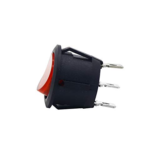 Image of Electronic Spices 3PIN Rocker Switch Round Switch 10A 125V AC with LED Light PACK OF 5