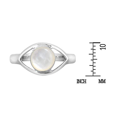 Aeravida Mystical Evil Eye with White Mother of Pearl Inlay .925 Sterling Silver Ring | Classic Wedding Rings For Women | Vintage Comfort Fit Silver Rings for Women | Gift for Women | Sterling Silver Rings Sizes (6-10)4