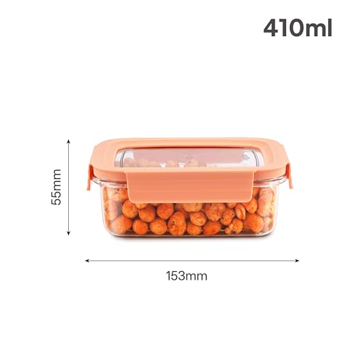 Image of CELLO Stylelock Pet Storage Container for Kitchen 410ml Baby Orange | Freezer & Fridge Safe Stackable Airtight Kitchen Storage Container Jar Box Set for Biscuits Bread Coffee Fruits Pasta Flour Spices