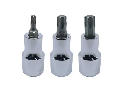 T-25+T-45+T-55, Torx Bit Socket, Hardened and Tempered, CRV Steel