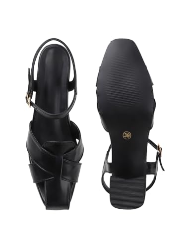 Image of SilverArrow womens Corvella Fashion Sandals|Block Heel Sandals With Buckle Closure|Casual Wear