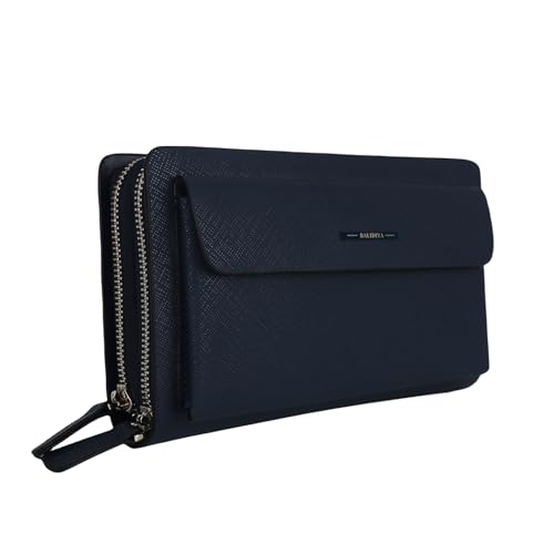 Leather Men Clutch Purse Bag Wallet Card Holder Business 2 Zipper