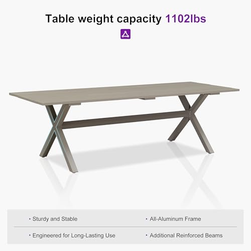 Image of PURPLE LEAF Outdoor Dining Set for 10 with Cushions PE Rattan Champagne