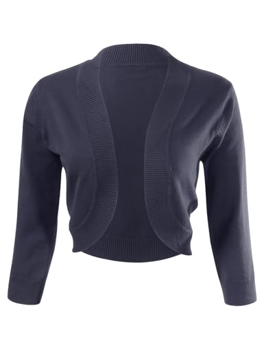 Image of Allsense Women's 3 /4 Sleeve Bolero Shrug for Dresses | Open Front Cropped Cardigan, Lightweight Knit Dress Cover Up