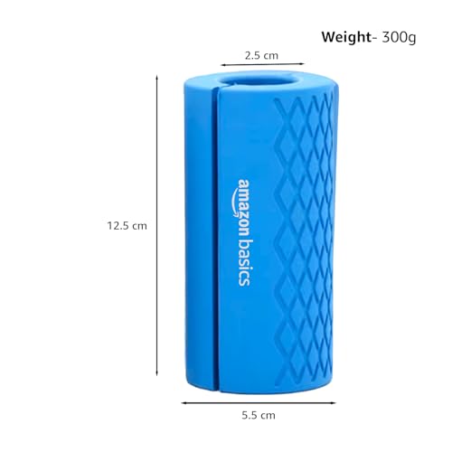 Image of Amazon Basics Thick Dumbbell & Barbell Grips | Non-Slip Rubber Grips | Easily Attachable to Barbell, Dumbbell & Kettlebell | Large | Blue