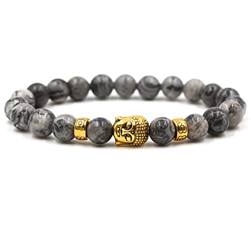 Musihy Mostacillas para Pulseras, Pulsera de Carneola Pulseras de Mostacillas Buda Longitud 19CM