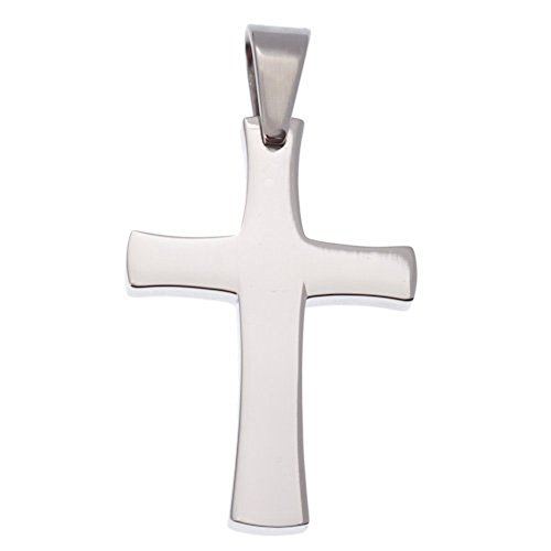 Preisvergleich Produktbild DonDon Edelstahl Kreuz Anhänger in einem schwarzen Samtbeutel