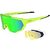 X-TIGER Polarized Sports Sunglasses with 5 Interchangeable Lenses,Mens Womens Cycling Bike Glasses,Baseball Running Fishing Golf Driving Sunglasses