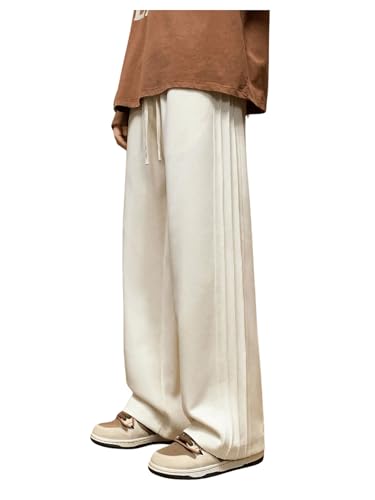 Verdusa Men's Drawstring Waist Straight Leg Textured Pants Long Trousers