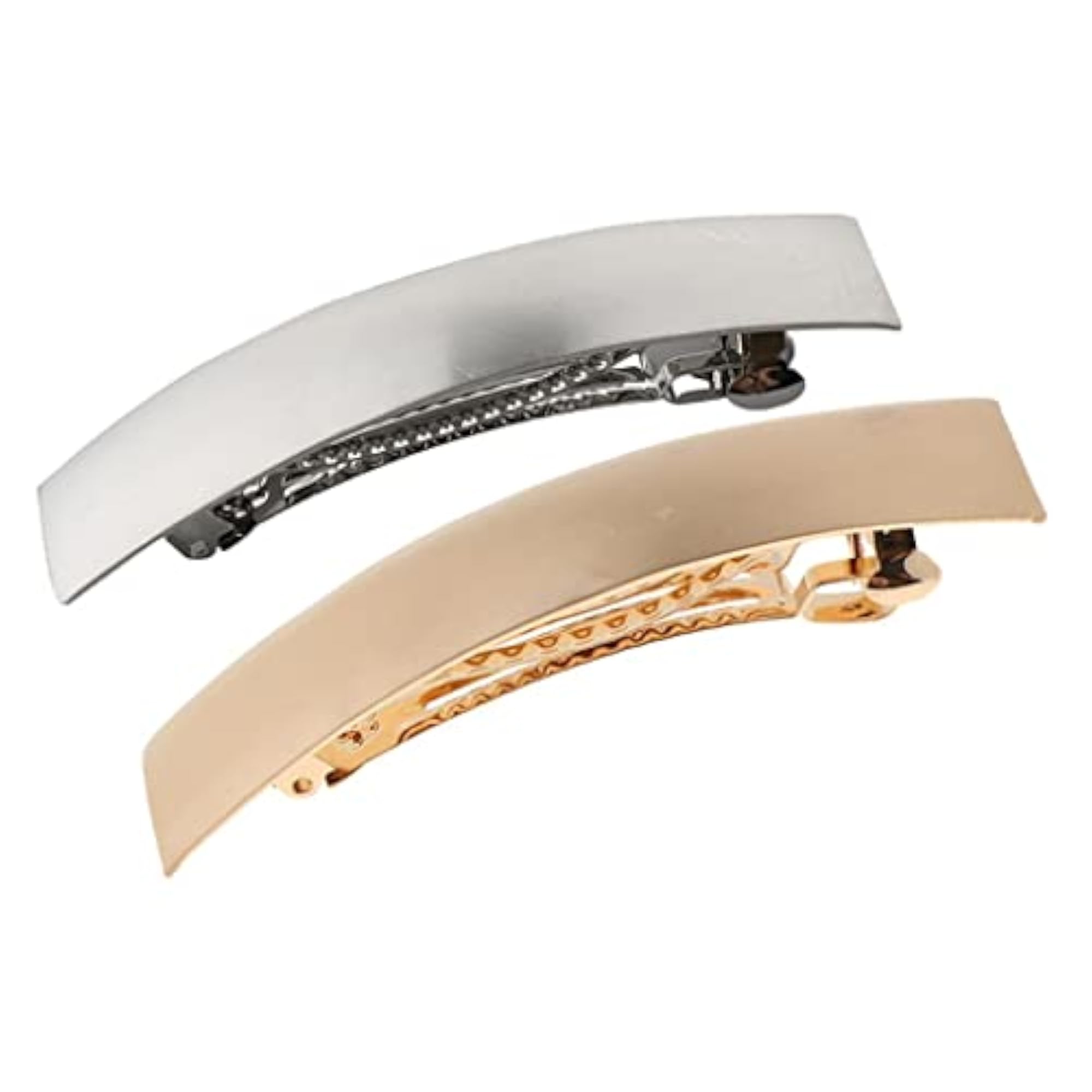 5X Brushed Metal French Clips Spring Barrettes Ponytail Holder Gold