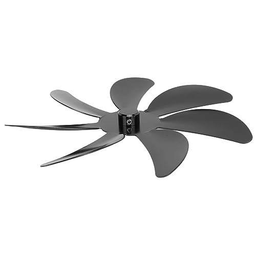 Qukaim Ofenventilator-Ersatzteil, Ofenventilator-Ersatz, Aluminiumlegierung, 5-Blatt-Set für verbesserte warme Luftzirkulation, universeller Kaminventilator, einfache Installation, Schwarz