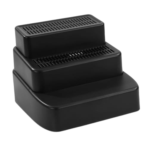 Bothyi 3 Level Cat Litter Stair Ramp Washable Accessory Easy Clean Multifunctional Quick Sturdy 28x28x21.8cm with Grid, Black