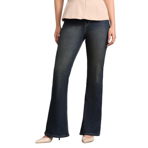 Image of Urbano Fashion Women's Mid Rise Bootcut Washed Jeans Stretchable