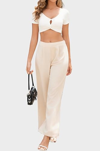 Women Wide Leg Dress Pants 2025 Mid Waisted Pleated Business Casual Trousers Office Work Palazzo Pants2