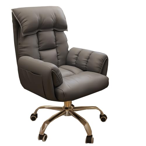 Silla de Oficina ergonómica - Silla de Escritorio giratoria reclinable con Altura Ajustable y reposabrazos - Cómodo sofá para Oficina en casa para Usar con la computadora (A, Gris)