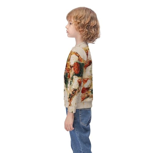 Pizza Slice with Mozzarella (2) Children's Casual Pullover Sweatshirt Loose Fit9-11Y3