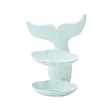Suloill Seamless Wall Hanging Soap Holder Goldfish Double Layer Soap Dish for Kitchen and Bathroom