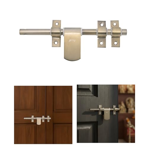 Image of Godrej Door Fittings | Baby Latch Aldrop for Main Door (8 inch, Antique Brass Finish) | Lock for Left or Right Handed Doors | Aldrops for Kids Room, Bathroom, Indoor Rooms | Size 200 x 12 mm