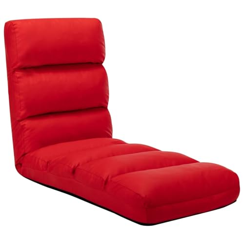 Vopese Tumbona de Suelo Plegable de Cuero sintético Rojo Tumbona de Jardín, para Exterior Ideal terrazas, Patios, Jardines, Playa