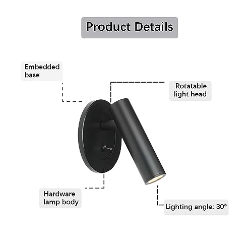 Aplique de pared LED con interruptor y luz de lectura empotrada para dormitorio 7
