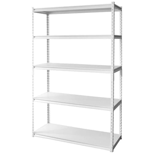 スチールラック　メタルラック　幅120cm メタルシェルフ　飾り棚　ホワイト Amazon｜ラック スチールラック メタルラック 幅120cm 5段 STR-1200
