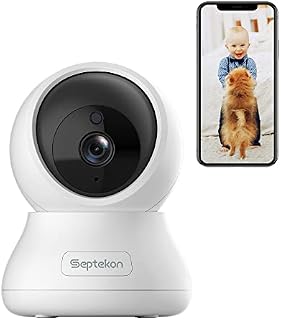 Septekon 2K FHD WiFi Camera Security Camera indoor - 360° Pan Tilt Security Camera - Wireless Baby Camera, Pet Camera - Cloud Storage - Night Vision CCTV Camera Works with Alexa - H40i, White