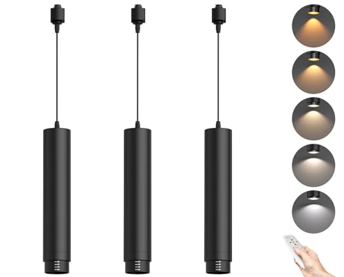 TuyuBEE Remote Control H Track Pendant Lights 10W Black 3 Pack