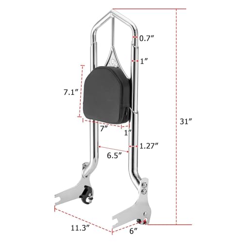 Dossier passager moto 31" sissy bar custom Harley Touring Street Glide