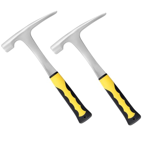Syutbou Martillo Geólogo De 2 Piezas, Martillo De Piedra De 16 Oz Con Mango Negro Y Amarillo, Martillo Para Canteros, Estudios Geológicos