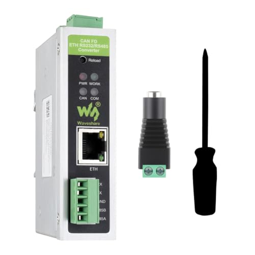 Waveshare CAN FD Protocol Converter, CAN FD to ETH/RS232/RS485 Bidirectional Data Communication, Supports 5 Data Modes & CAN 2.0A/2.0B, Heartbeat and Registration Packets Support