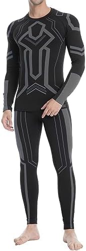 MEETWEE Men's Thermal Underwear Set, Winter Ski Gear Fleece Lined Long Johns Base Layer Warm Top & Bottom for Skiing Black - Image 2