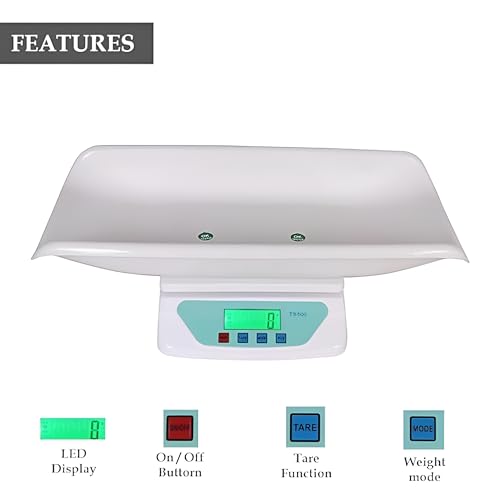 Image of Dr. Care Newborn Digital Baby Weighing Scale with Tray - Accurate and Reliable, Upto 30Kg Capacity - TS-500 (White)