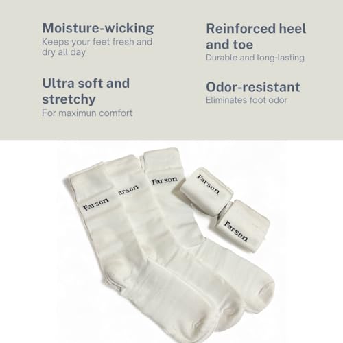 Farson Bamboo Rayon Crew Socks - Super Soft Mens and Womens Dress Socks, 5 Pairs - Quality Bamboo Crew Socks for Men & Women.2