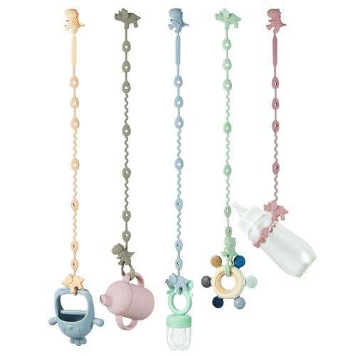 PandaEar 5er Pack Schnullerkette Silikon, Cup Catcher Baby, Kinderwagen...