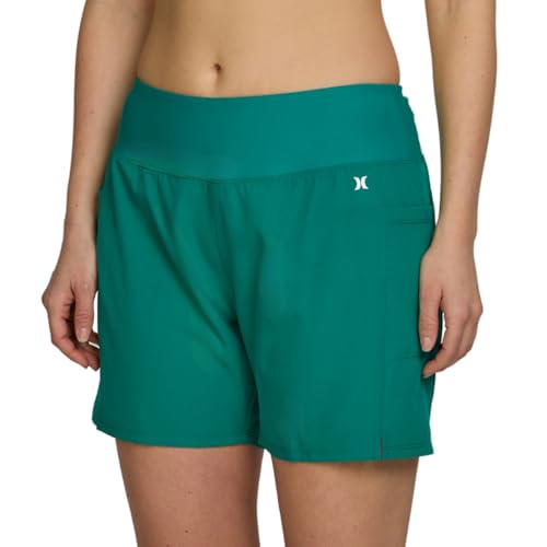 Image of Hurley 5 inch /7 inch High Waisted Swim Shorts Women, Board Shorts with Pockets & Inner Liner, Quick Dry Swim Trunk, UPF 50+