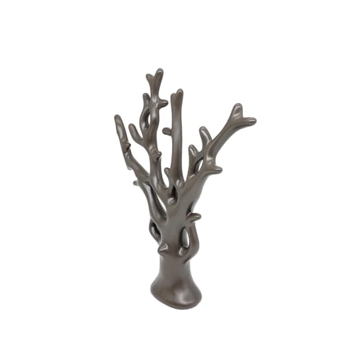 Image of NOSCOMP Grey Money Tree Ceramic Decor - 30cm Tall Feng Shui Wealth Tree for Home & Office Decor - Elegant Ceramic Lucky Tree Ornament, Perfect for Living Room, Desk, or Gift