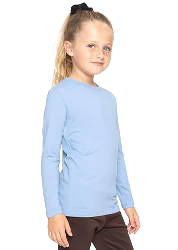 Image of Shirts for Girls Long Sleeve Crew Neck Top, Hoodie or 3 /4 Sleeve Soft Stretch Kids Lightweight Size 2-16