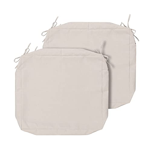 Image of Magpie Fabrics Indoor Outdoor Patio Replacement Cushion Cover with Ties 2 Pack, Loveseat Chair Couch Slipcover Water Repellent UV Resistant Decor for Home Garden(Recycled Cream White, 22x20x4 Inch)