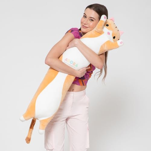 Image of ADORA Plush Cartoon Kitty -100cm Orange Sleeping Hugging Pillow, Cuddly Soft Long Cat Body Pillow for Girls Kids cat Soft Toy