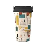WBQLSL Tasse à café isotherme portable moderne du milieu du siècle – Idéale pour une utilisation en voiture et au bureau, idéale pour les amateurs de café