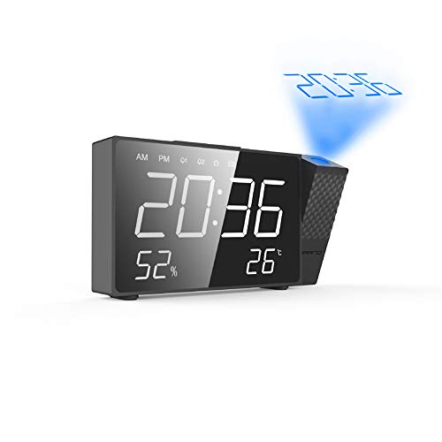 Proyección LED del reloj digital ajustable con radio FM para escritorio