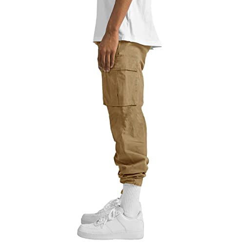 THWEI Mens Cargo Pants Casual Joggers Athletic Pants Cotton Loose Straight Sweatpants2